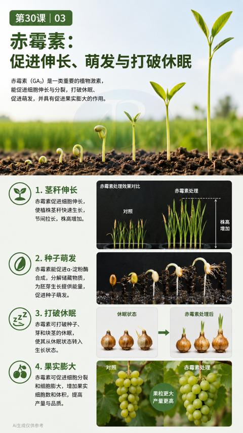 赤霉素（促进萌发，并具有促进果实膨大的作用）｜华昇金玛植保系统课技术图