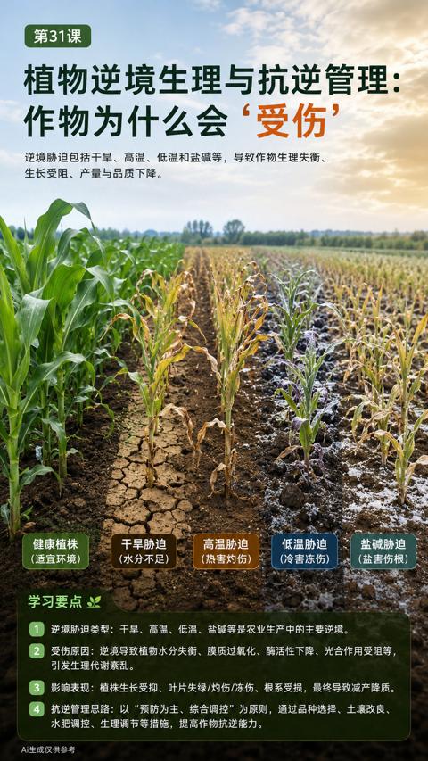 作物为什么会‘受伤（逆境胁迫类型）｜华昇金玛植保系统课技术图