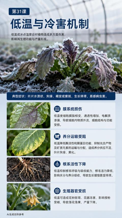 低温与冷害机制（典型症状）｜华昇金玛植保系统课技术图
