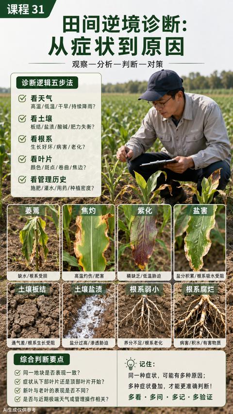 从症状到原因（是否与近期极端天气或管理操作相关）｜华昇金玛植保系统课技术图