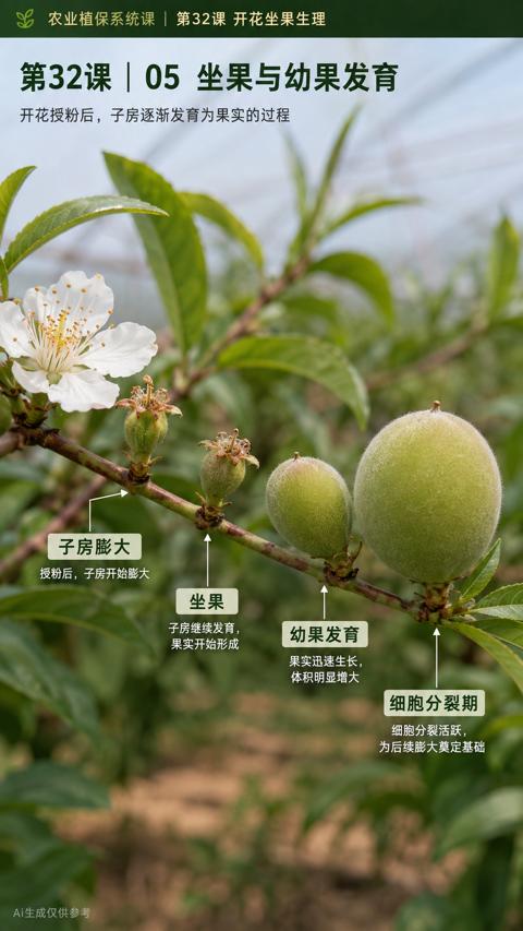 第32课 |05 坐果与幼果发育（开花授粉后，子房逐渐发育为果实的过程）｜华昇金玛植保系统课技术图