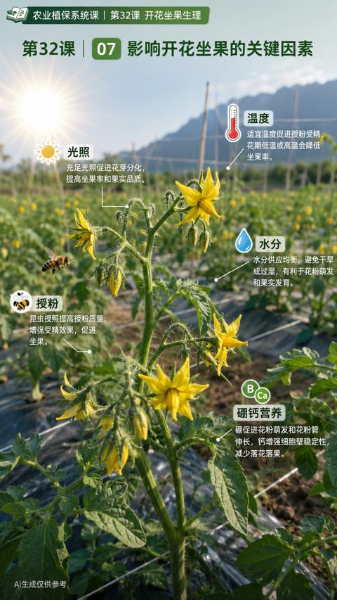 影响开花坐果的关键因素（伸长，钙增强细胞壁稳定性）｜华昇金玛植保系统课技术图