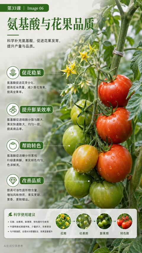 氨基酸与花果品质（叶面喷施或滴灌冲施，少量多次，效果更佳）｜华昇金玛植保系统课技术图