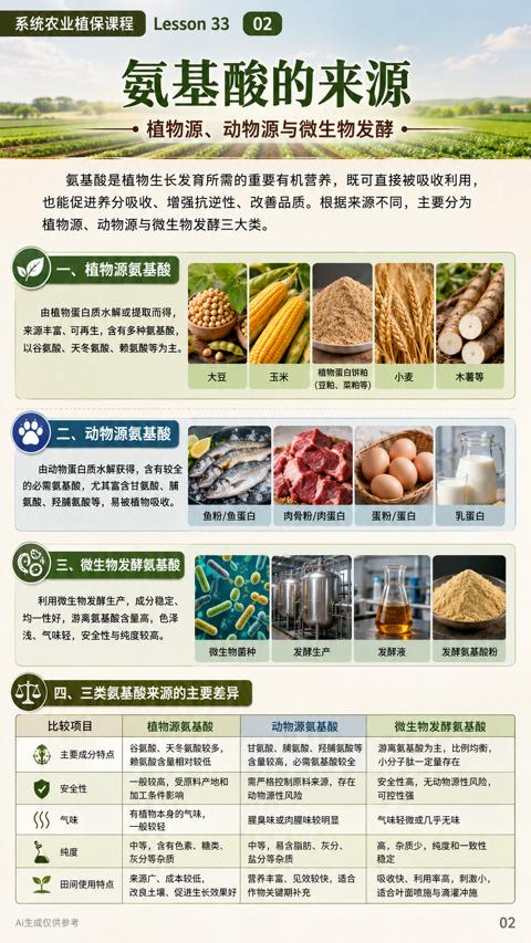 氨基酸的来源（氨基酸是植物生长发育所需的重要有机营养，既可直接被吸收利用）｜华昇金玛植保系统课技术图