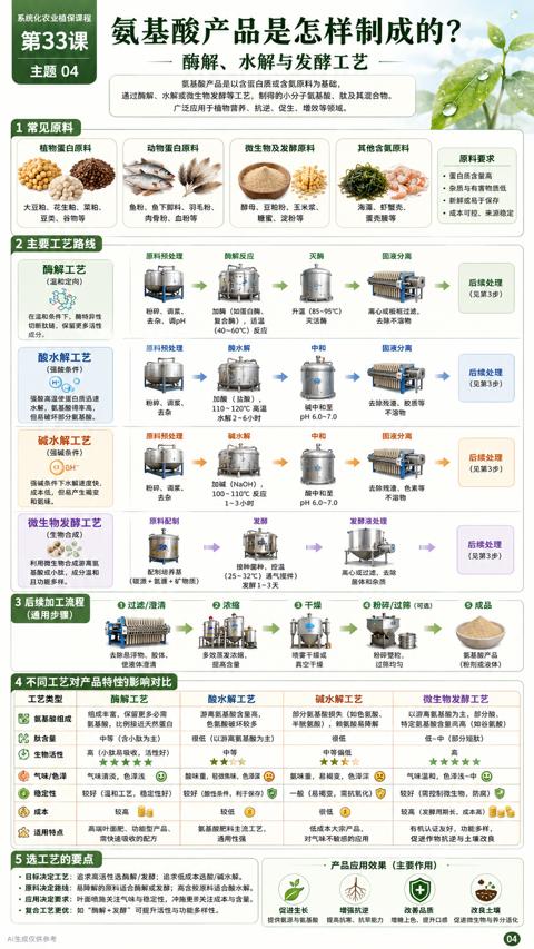 氨基酸产品是怎样制成的（广泛应用于植物营养、抗逆、促生、增效等领域）｜华昇金玛植保系统课技术图