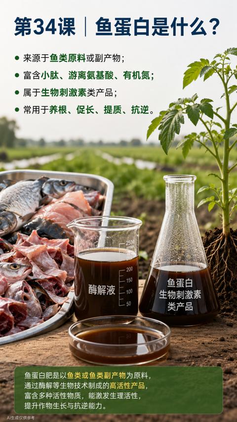 第34课|鱼蛋白是什么（鱼蛋白肥是以鱼类或鱼类副产物为原料）｜华昇金玛植保系统课技术图