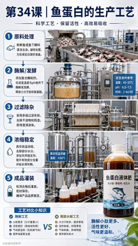 第34课|鱼蛋白的生产工艺（在适宜温度与pH条件下）｜华昇金玛植保系统课技术图