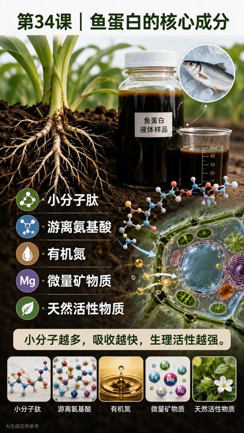 第34课 | 鱼蛋白的核心成分（小分子越多，吸收越快，生理活性越强）｜华昇金玛植保系统课技术图