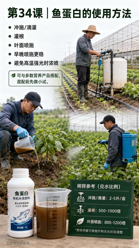第34课 |鱼蛋白的使用方法（具体用量可根据作物生长阶段调整）｜华昇金玛植保系统课技术图
