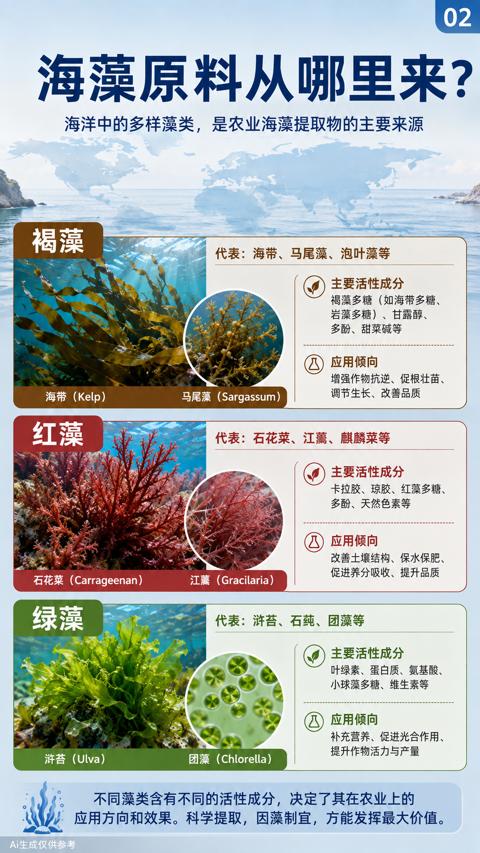 海藻原料从哪里来（应用方向和效果。科学提取，因藻制宜，方能发挥最大价值）｜华昇金玛植保系统课技术图