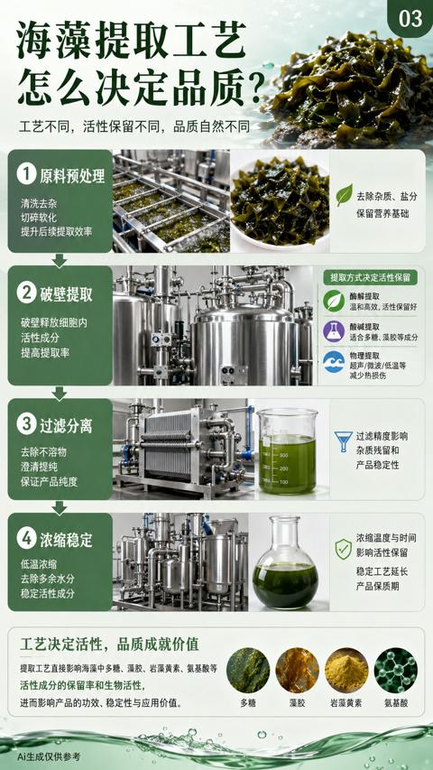 怎么决定品质（提取工艺直接影响海藻中多糖、藻胶、岩藻黄素、氨基酸等）｜华昇金玛植保系统课技术图