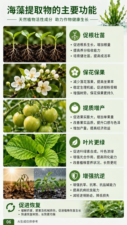 海藻提取物的主要功能（缓解药害、肥害及机械损伤，促进植株恢复生长）｜华昇金玛植保系统课技术图