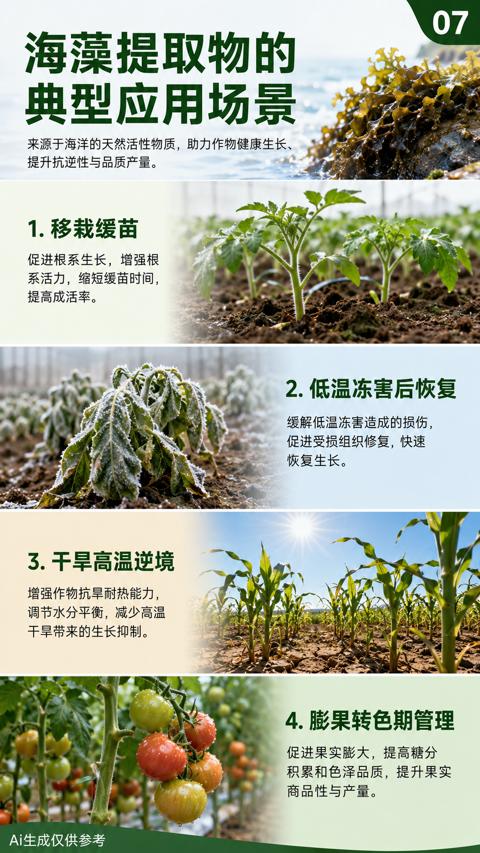 海藻提取物的（来源于海洋的天然活性物质，助力作物健康生长）｜华昇金玛植保系统课技术图