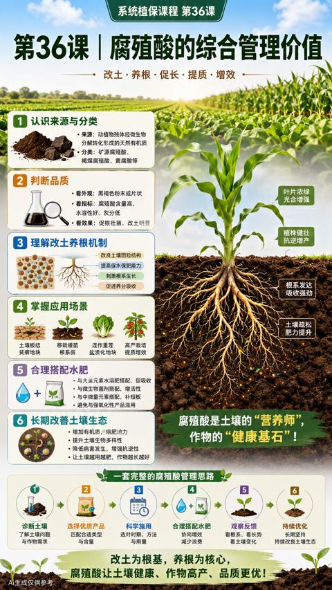 第36课|腐殖酸的综合管理价值（腐殖酸让土壤健康、作物高产、品质更优）｜华昇金玛植保系统课技术图