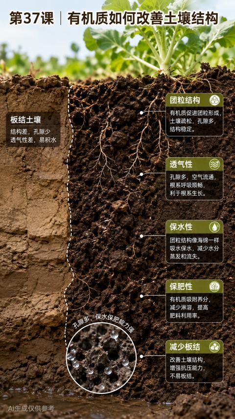 第37课| 有机质如何改善土壤结构（团粒结构像海绵一样）｜华昇金玛植保系统课技术图