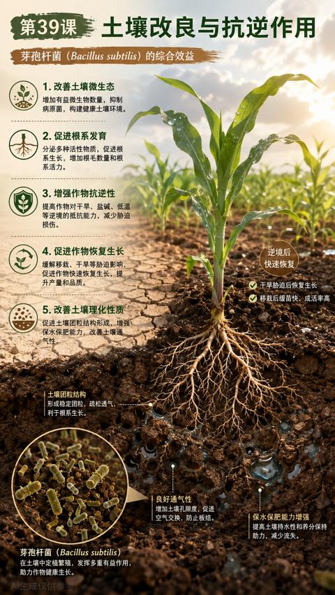 土壤改良与抗逆作用（在土壤中定植繁殖，发挥多重有益作用）｜华昇金玛植保系统课技术图
