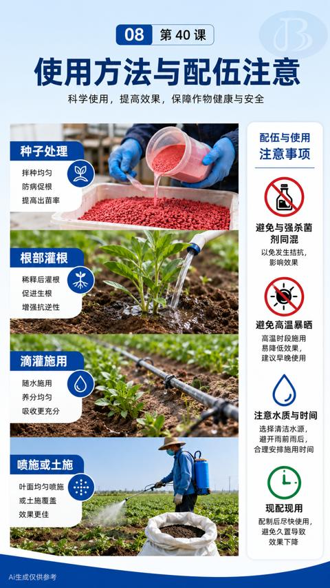使用方法与配伍注意（科学使用，提高效果，保障作物健康与安全）｜华昇金玛植保系统课技术图