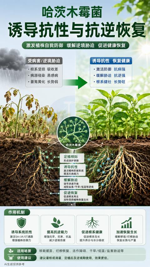 诱导抗性与抗逆恢复（移栽缓苗、烂根恢复、连作障碍、干旱/低温/盐害胁迫等）｜华昇金玛植保系统课技术图