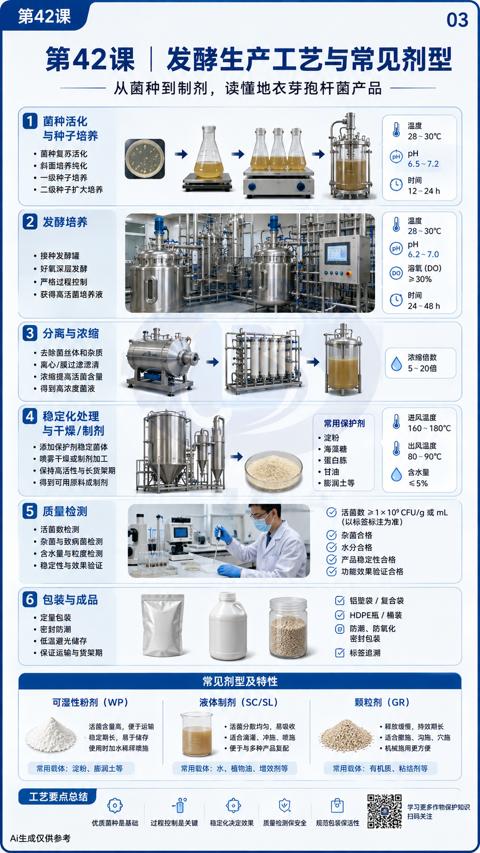 第42课 | 发酵生产工艺与常见剂型（常用戟体）｜华昇金玛植保系统课技术图