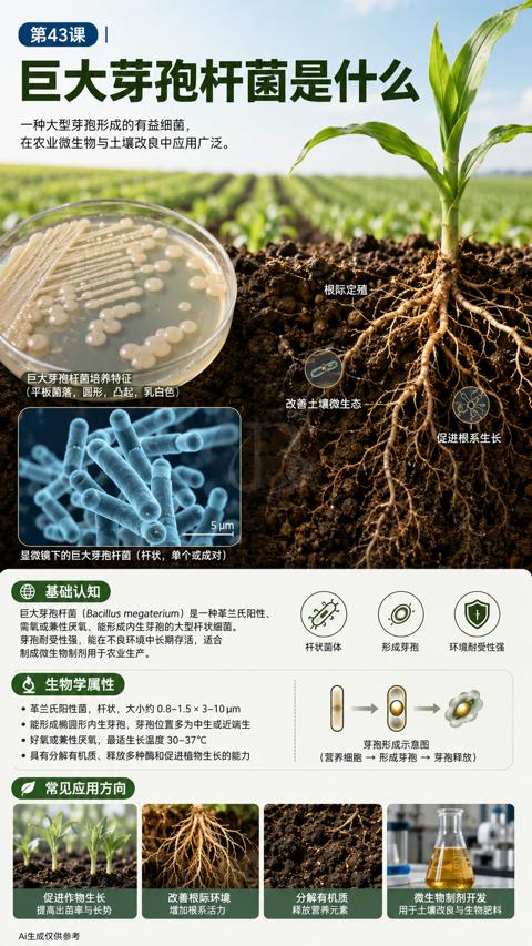 巨大芽孢杆菌是什么（需氧或兼性厌氧、能形成内生芽孢的大型杆状细菌）｜华昇金玛植保系统课技术图