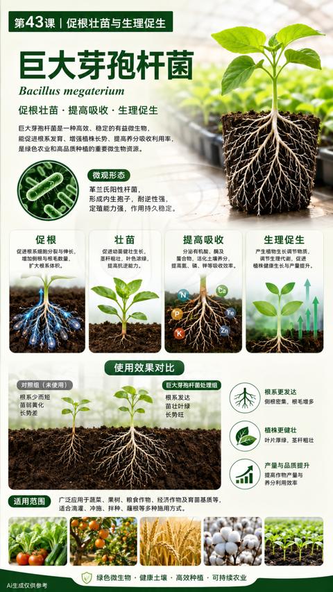 巨大芽孢杆菌（广泛应用于蔬菜、果树、粮食作物、经济作物及育苗基质等）｜华昇金玛植保系统课技术图