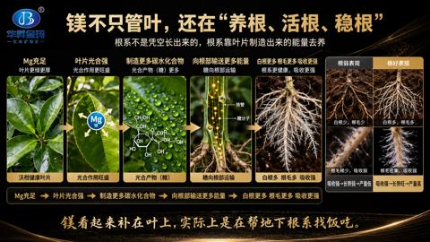 镁不只管叶，还在“养根、活根、稳根（根系不是凭空长出来的，根系靠叶片制造出来的能量去养）｜华昇金玛植保系统课技术图