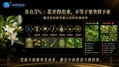 B 0.5%：花开得出来，不等于果坐得下来（花粉管短，授粉受精差）｜华昇金玛植保系统课技术图