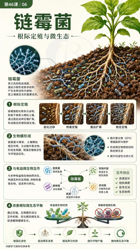 链霉菌（相互作用，分泌胞外聚合物）｜华昇金玛植保系统课技术图