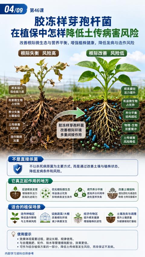 胶冻样芽孢杆菌（可作为综合植保方案的一部分，降低土传病害发生风险，而非保证不发病）｜华昇金玛植保系统课技术图