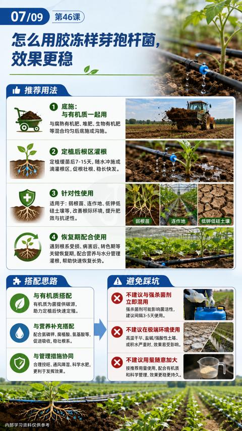 怎么用胶冻样芽孢杆菌（定植缓苗后7-15天，随水冲施或）｜华昇金玛植保系统课技术图