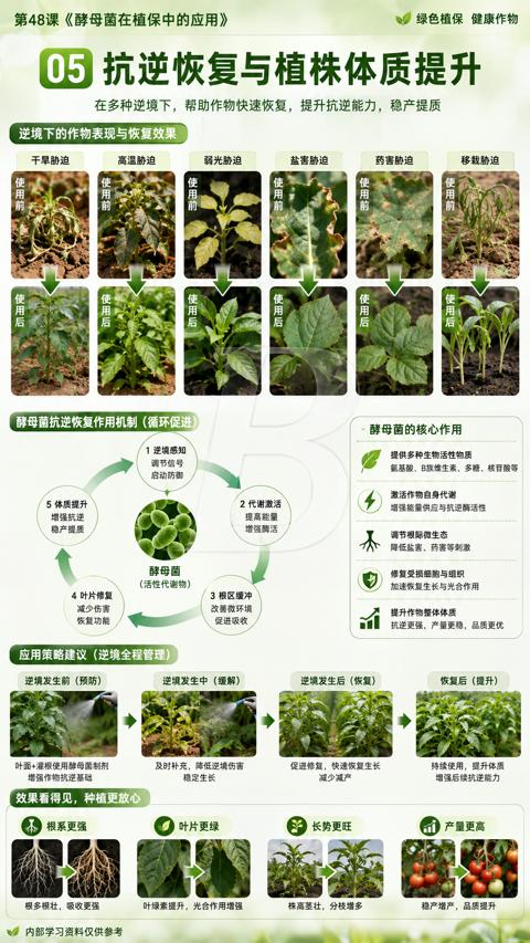 抗逆恢复与植株体质提升（在多种逆境下，帮助作物快速恢复，提升抗逆能力，稳产提质）｜华昇金玛植保系统课技术图