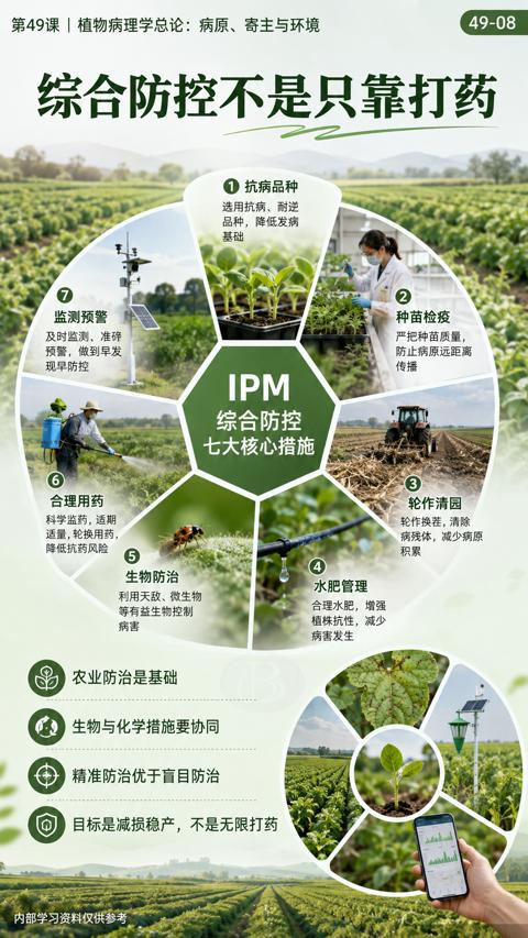 综合防控不是只靠打药（目标是减损稳产，不是无限打药）｜华昇金玛植保系统课技术图