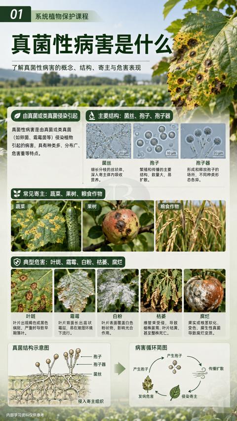 真菌性病害是什么（了解真菌性病害的概念、结构、寄主与危害表现）｜华昇金玛植保系统课技术图