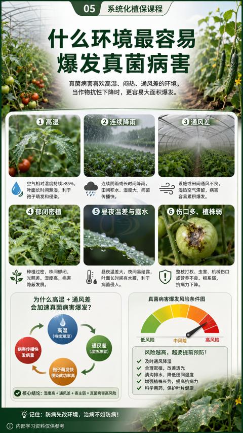 什么环境最容易（真菌病害喜欢高湿、闷热、通风差的环境）｜华昇金玛植保系统课技术图