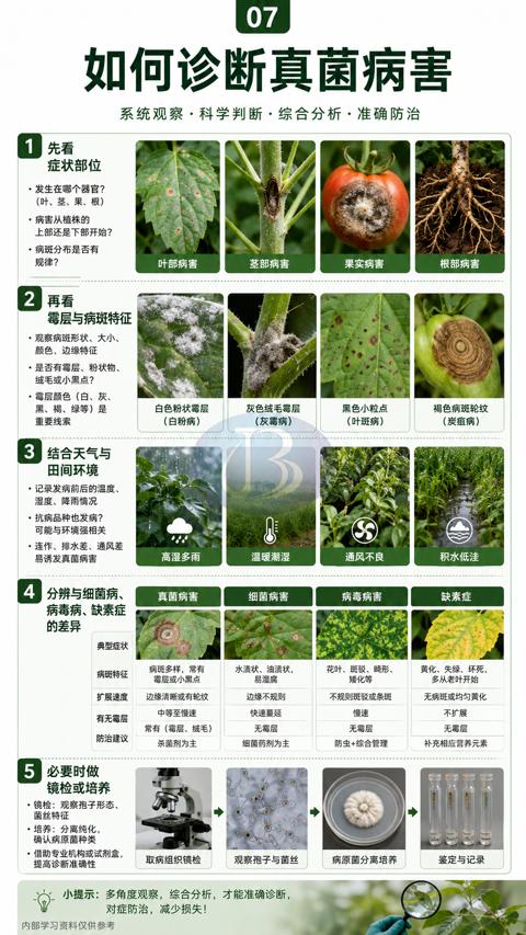 如何诊断真菌病害（小提示）｜华昇金玛植保系统课技术图