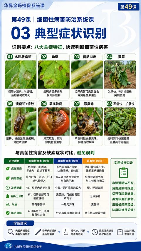 03典型症状识别（与真菌性病害及缺素症状对比，避免误判）｜华昇金玛植保系统课技术图