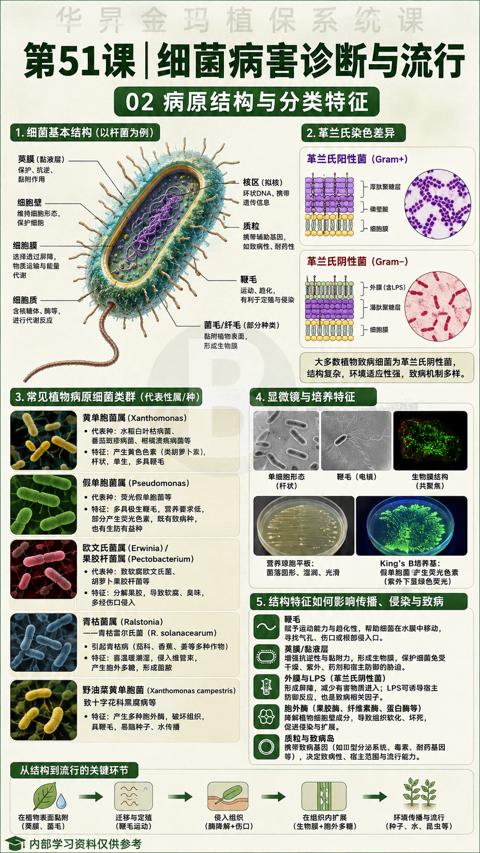 第51课|细菌病害诊断与流行（賦予运动能力与趋化性，帮助细菌在水膜中移动）｜华昇金玛植保系统课技术图