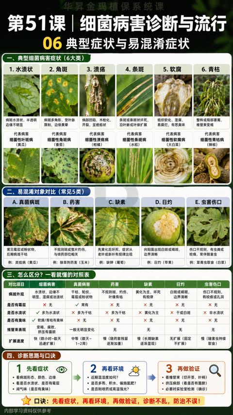 第51课 | 细菌病害诊断与流行（口诀）｜华昇金玛植保系统课技术图