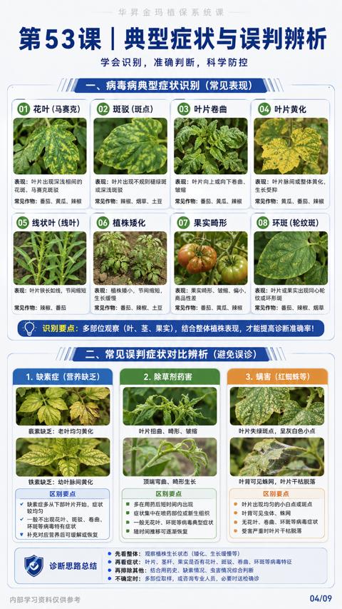 第53课 |典型症状与误判辨析（识别要点）｜华昇金玛植保系统课技术图