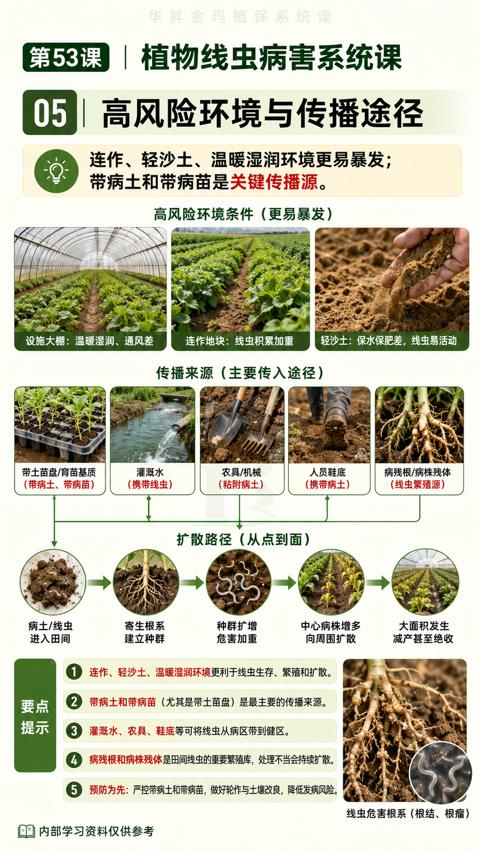植物线虫病害系统课（病残根和病株残体是田间线虫的重要繁殖库，处理不当会持续扩散）｜华昇金玛植保系统课技术图