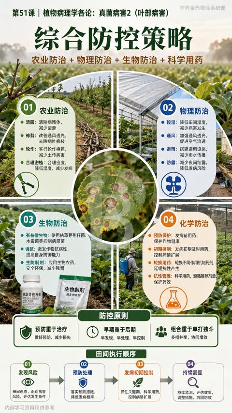 综合防控策略（早发现、早处理、早控制）｜华昇金玛植保系统课技术图