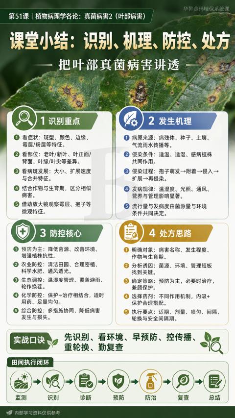 课堂小结：识别、机理、防控、处方（确定策略）｜华昇金玛植保系统课技术图