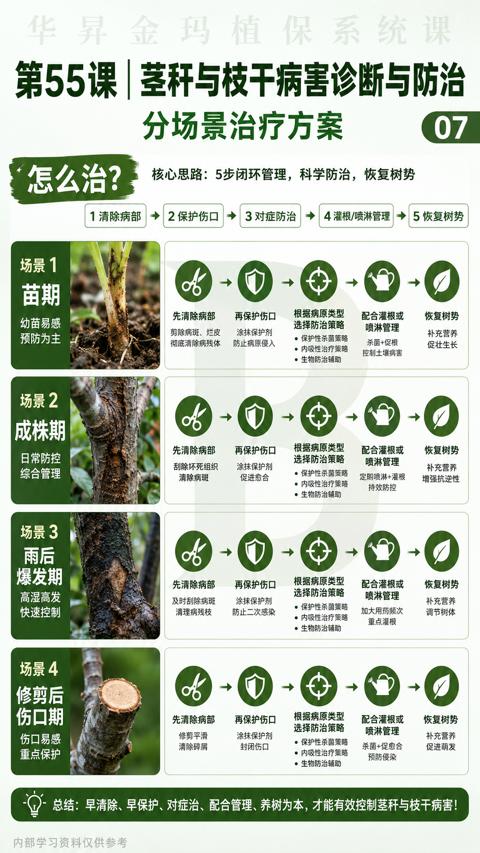 第55课|茎秆与枝干病害诊断与防治（总结）｜华昇金玛植保系统课技术图