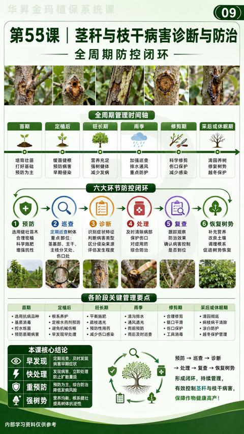 第55课 | 茎秆与枝干病害诊断与防治（有效控制茎秆与枝干病害）｜华昇金玛植保系统课技术图