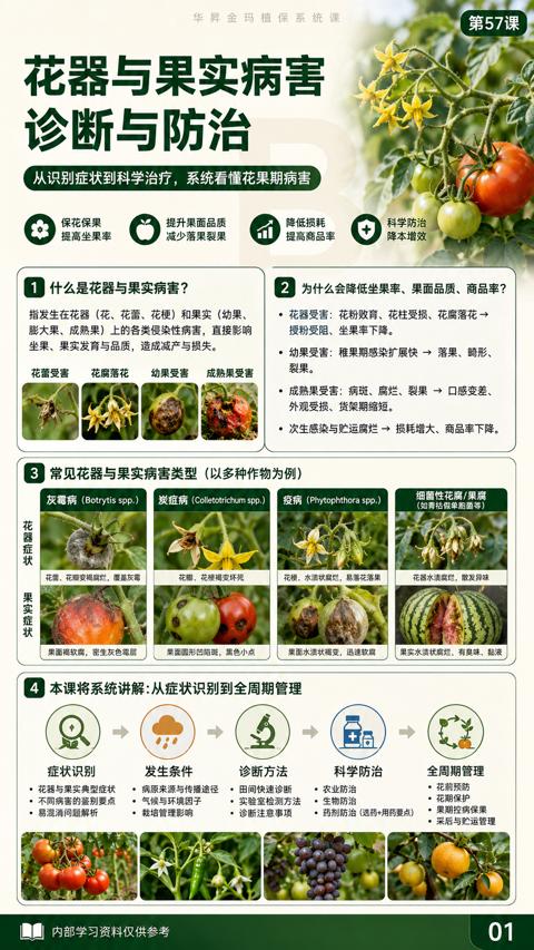 诊断与防治（膨大果、成熟果）上的各类侵染性病害，直接影响）｜华昇金玛植保系统课技术图