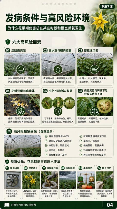 发病条件与高风险环境（为什么花果期病害总在某些时段和棚室反复发生）｜华昇金玛植保系统课技术图