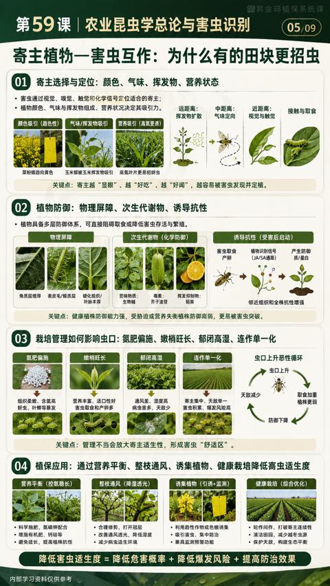 第59课|农业昆虫学总论与害虫识别（植物具备多层防御体系，可直接阻碍取食或降低害虫存活与繁殖）｜华昇金玛植保系统课技术图