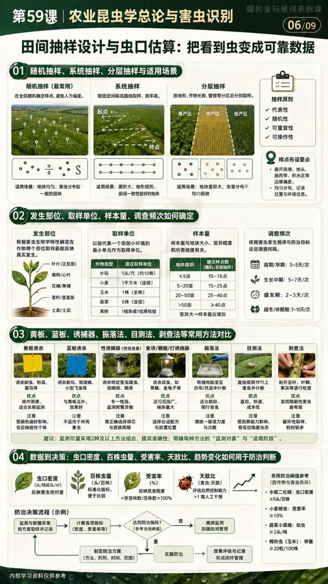 第59课|农业昆虫学总论与害虫识别（03 黄板、蓝板、诱捕器、振落法、目测法、剥查法等常用方法对比）｜华昇金玛植保系统课技术图