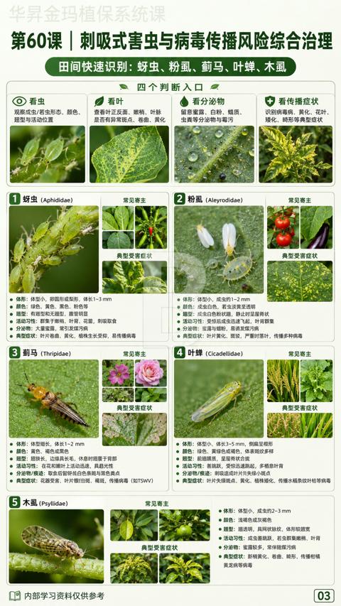 第60课|刺吸式害虫与病毒传播风险综合治理（田间快速识别）｜华昇金玛植保系统课技术图
