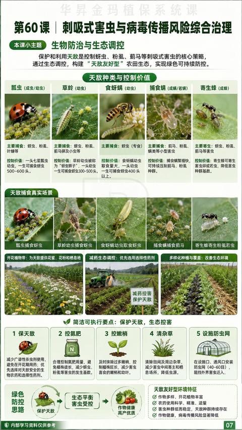 第60课 | 刺吸式害虫与病毒传播风险综合治理（一生可捕食蚜虫300-500头）｜华昇金玛植保系统课技术图